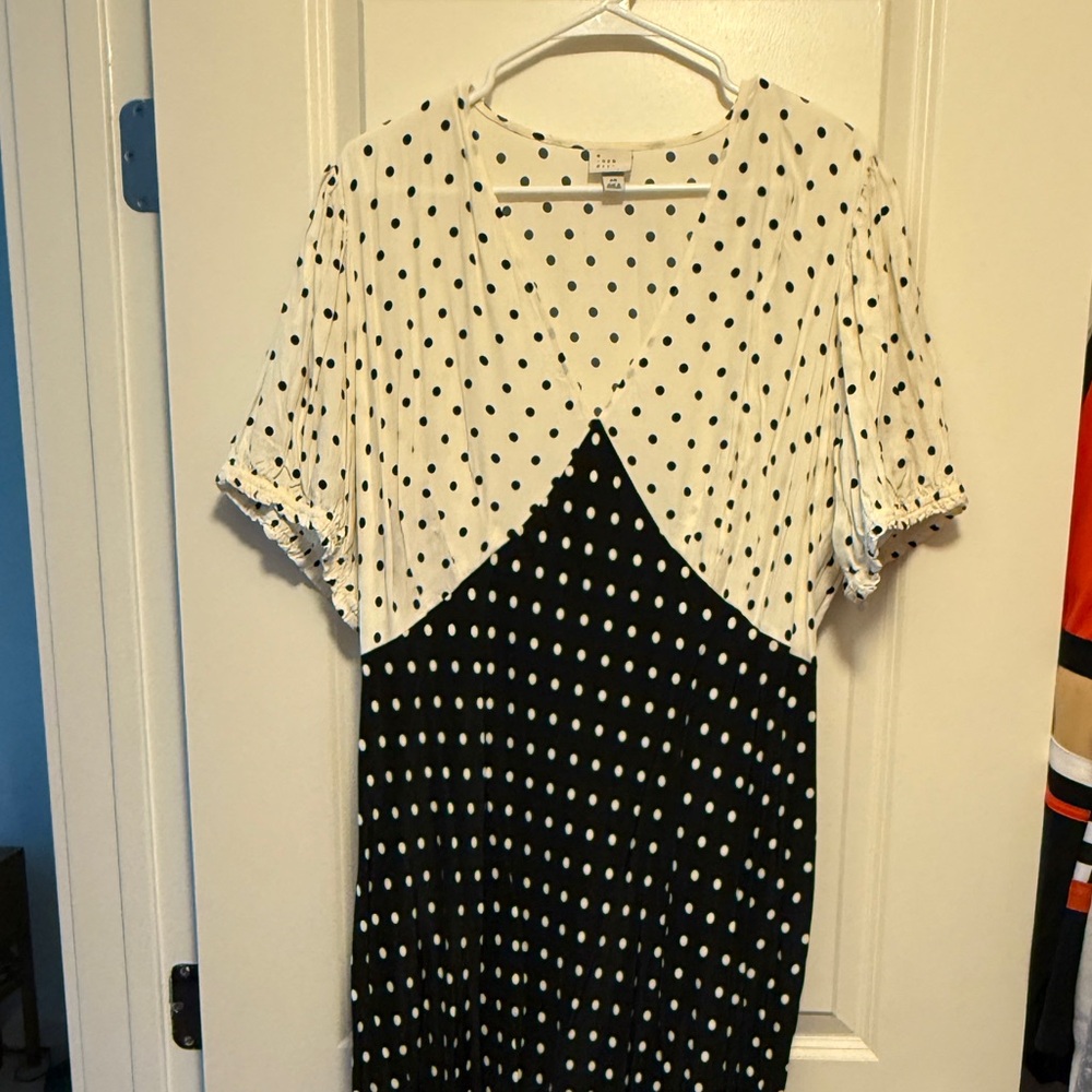 a new day Black & White Polka Dot V-Neck Maxi Dress